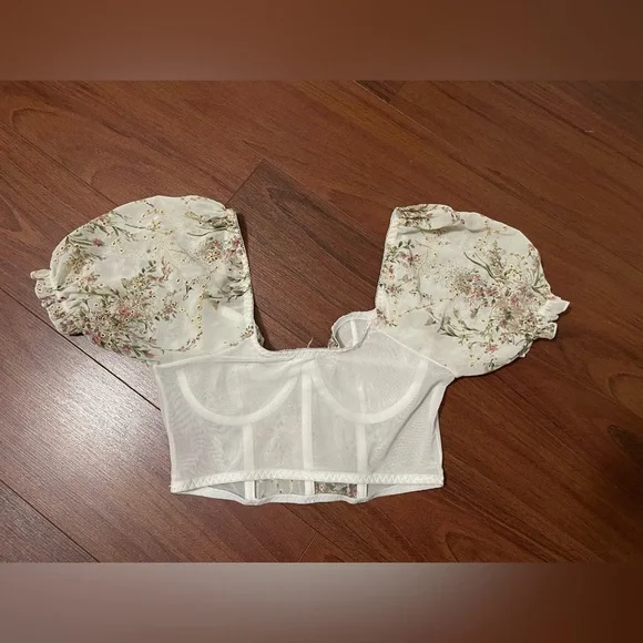 Vintage bracelet embroidered Y2K top bubble sleeves size small - Picture 5 of 7